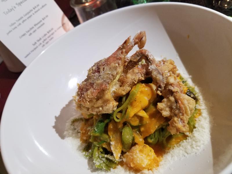 When softshells are in season, claw your way to Federal Fritter in Rehoboth. Chef Todd's take on the tender crustacean is fine dining all the way. BOB YESBEK PHOTOS